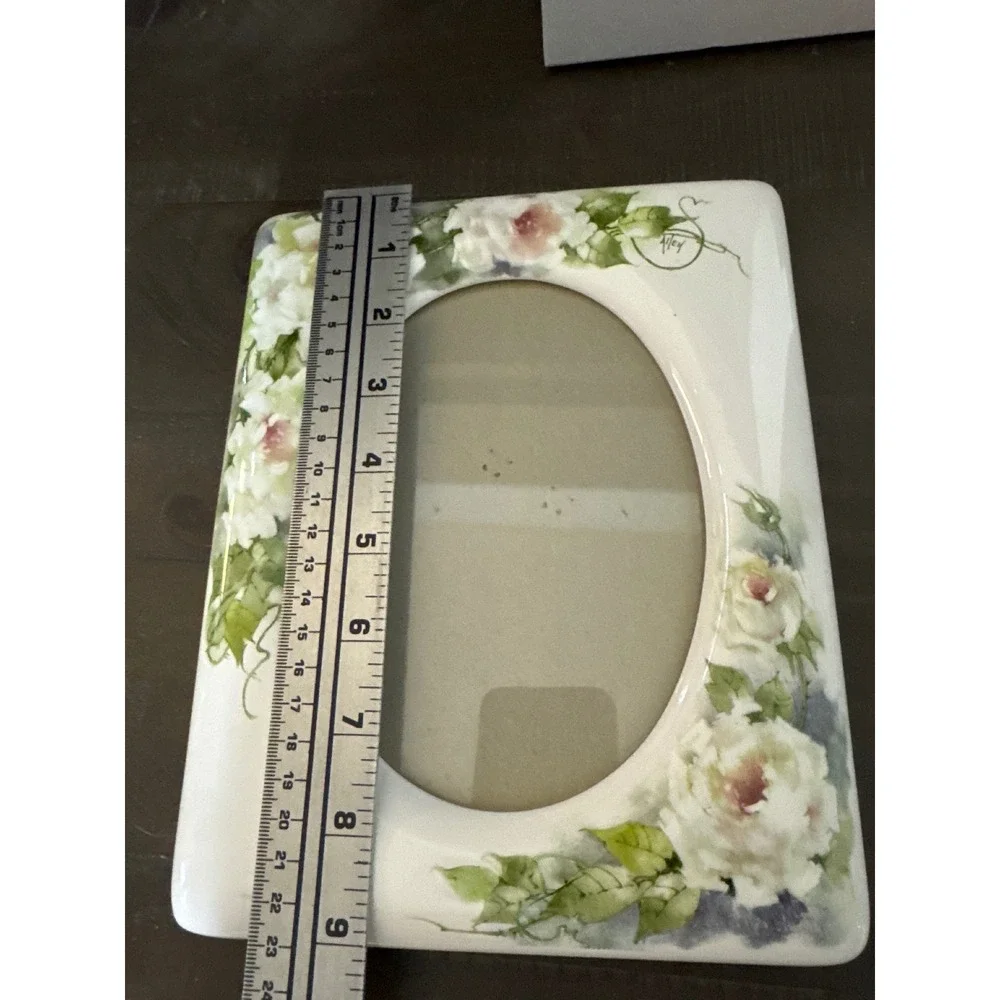 Vintage 1992 Terragrafics Ceramic Floral Picture Frame Hand Painted Roses 7x9